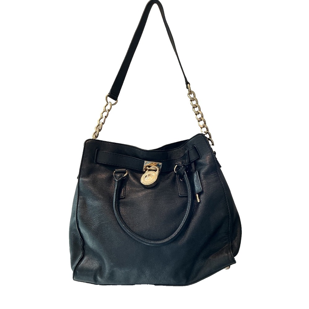 MICHAEL Michael Kors Black Saffiano Leather Large Hamilton North South Tote Bag